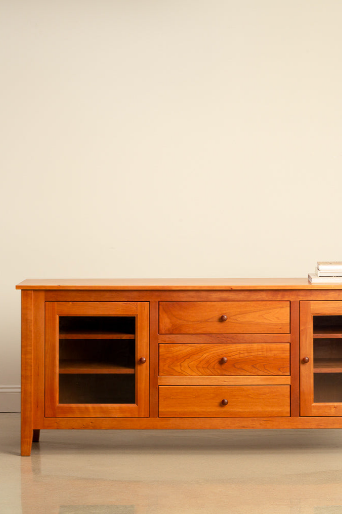 Cherry wood Salmon Falls Media Console from Chilton Furniture in Maine