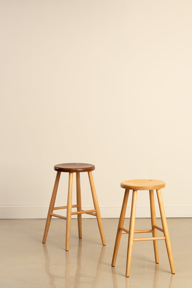 Two round Hancock Stools from Chilton Furniture in Maine