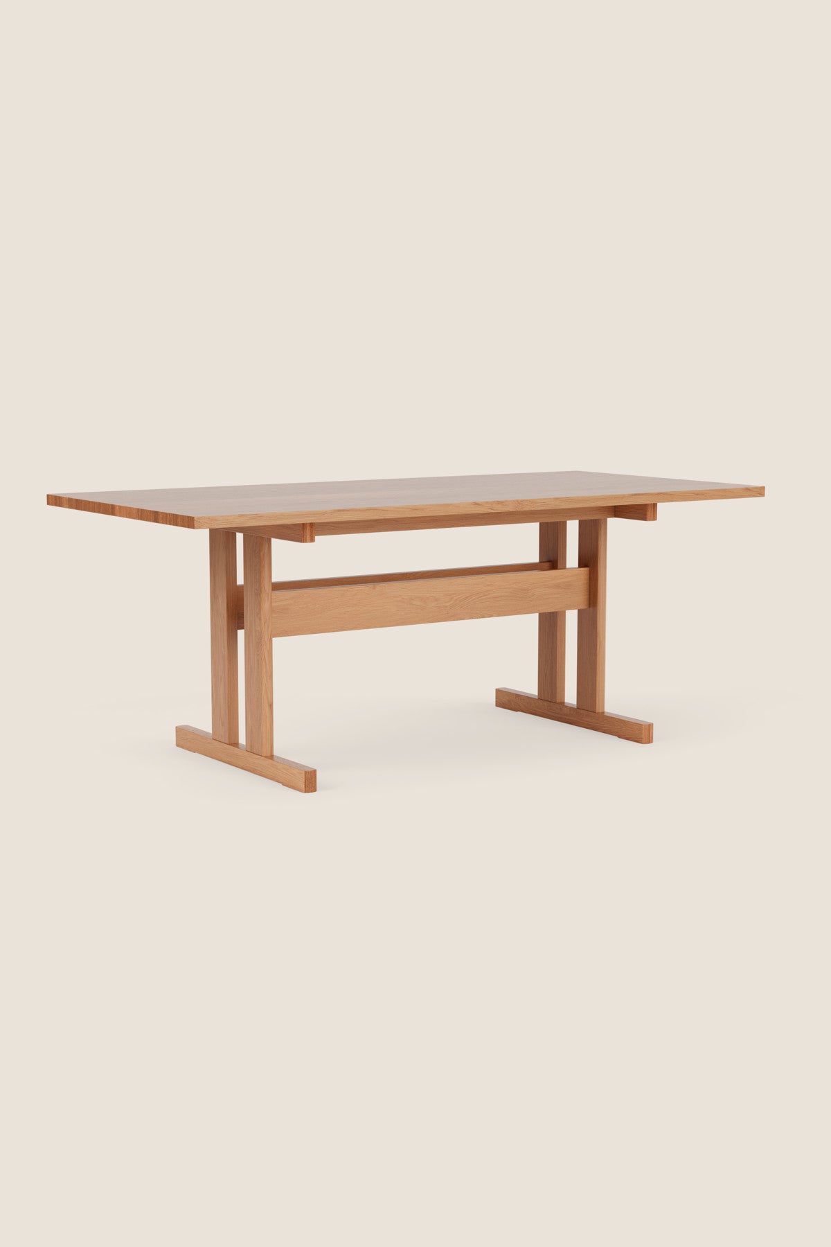 Knox trestle dining table in white oak wood