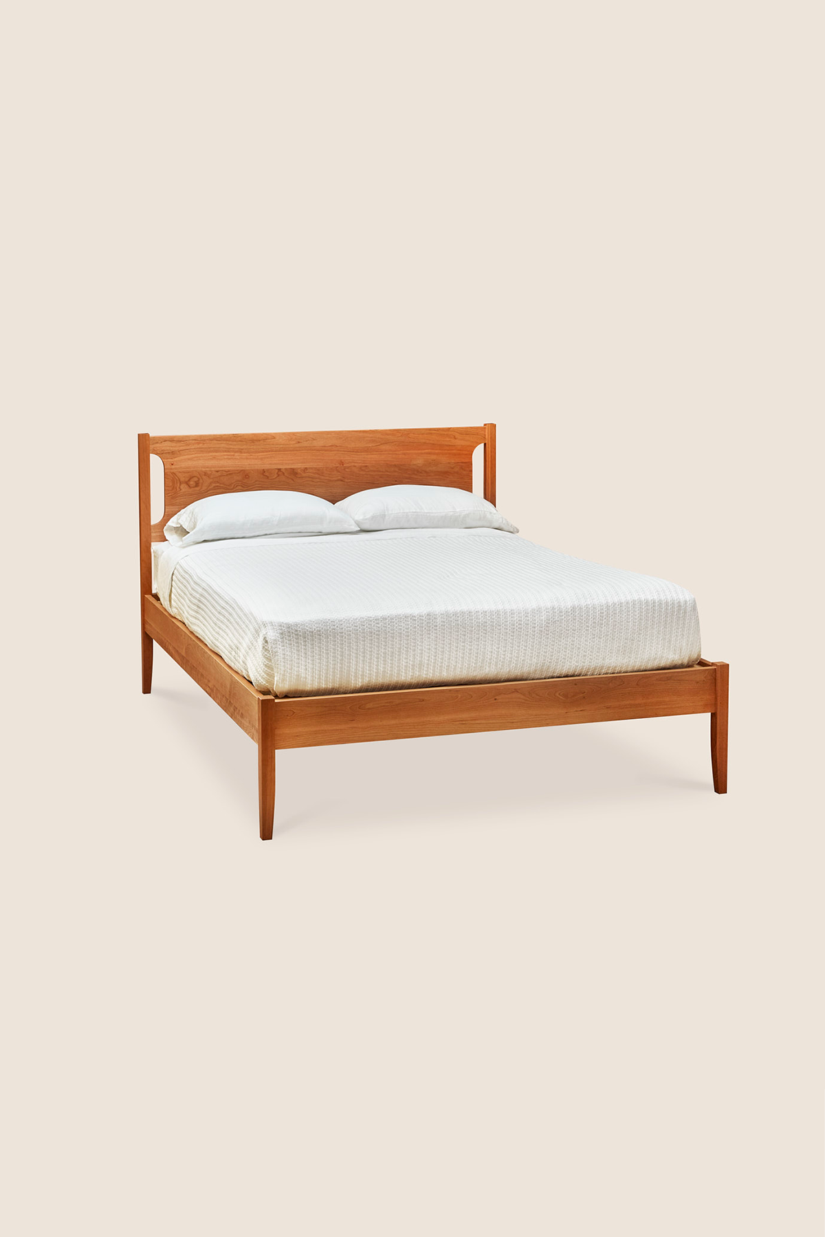 Modern interpretation of a classic Shaker style bed, in solid cherry wood, from Maine's Chilton Furniture Co.