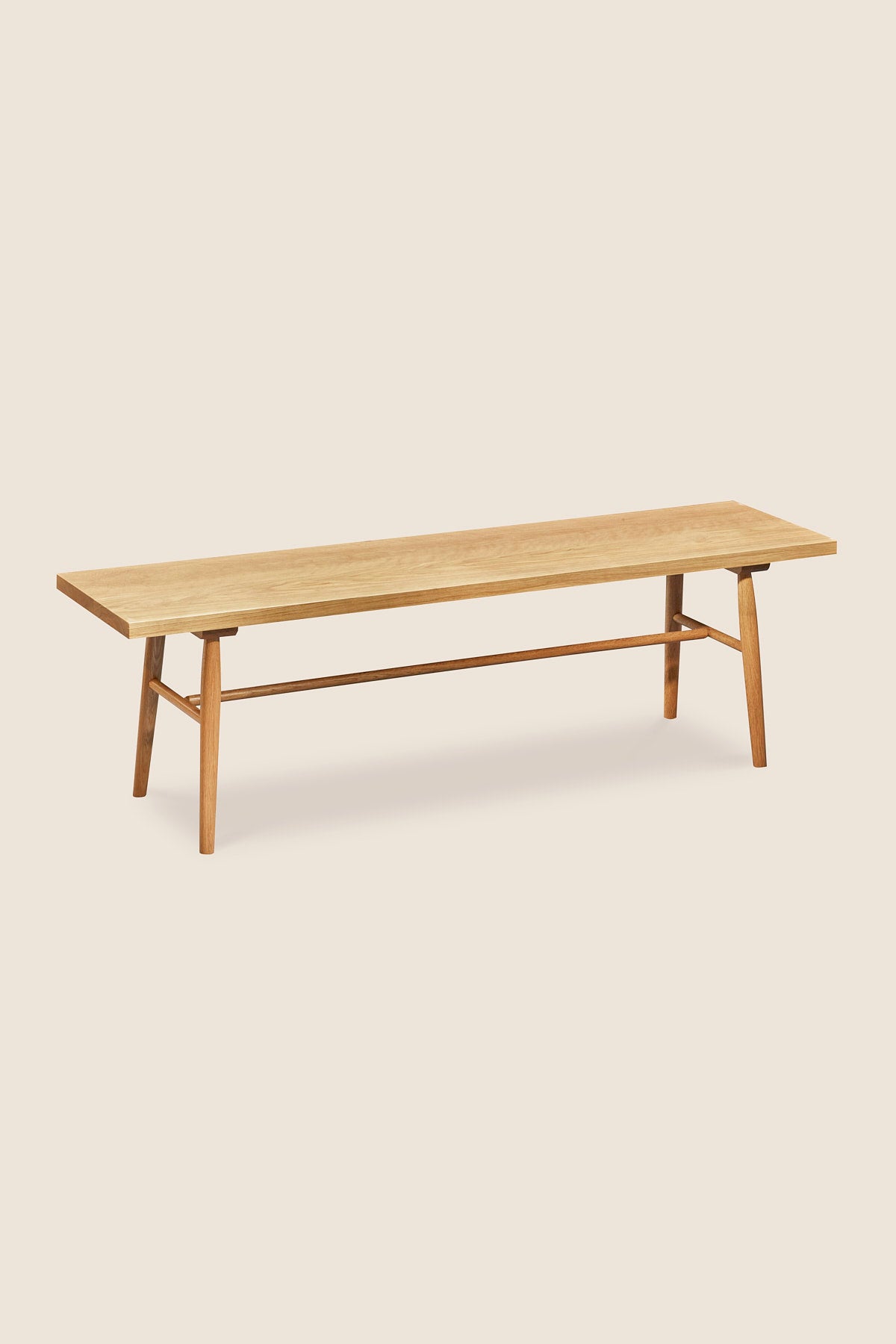 Large size Hudson bench in white oak with turned legs from Maine's Chilton Furniture Co.