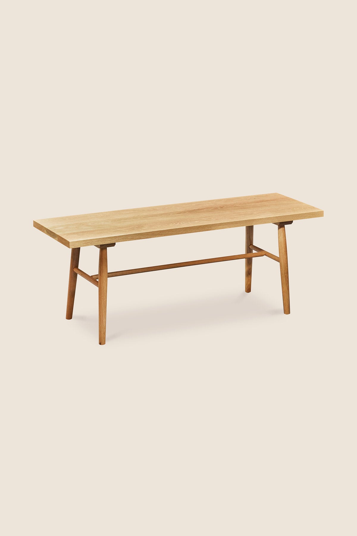 Small Size Hudson bench in white oak with turned legs from Maine's Chilton Furniture Co.