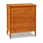 Shaker style, cherry wood four-drawer bedroom storage chest from Maine's Chilton Furniture Co.