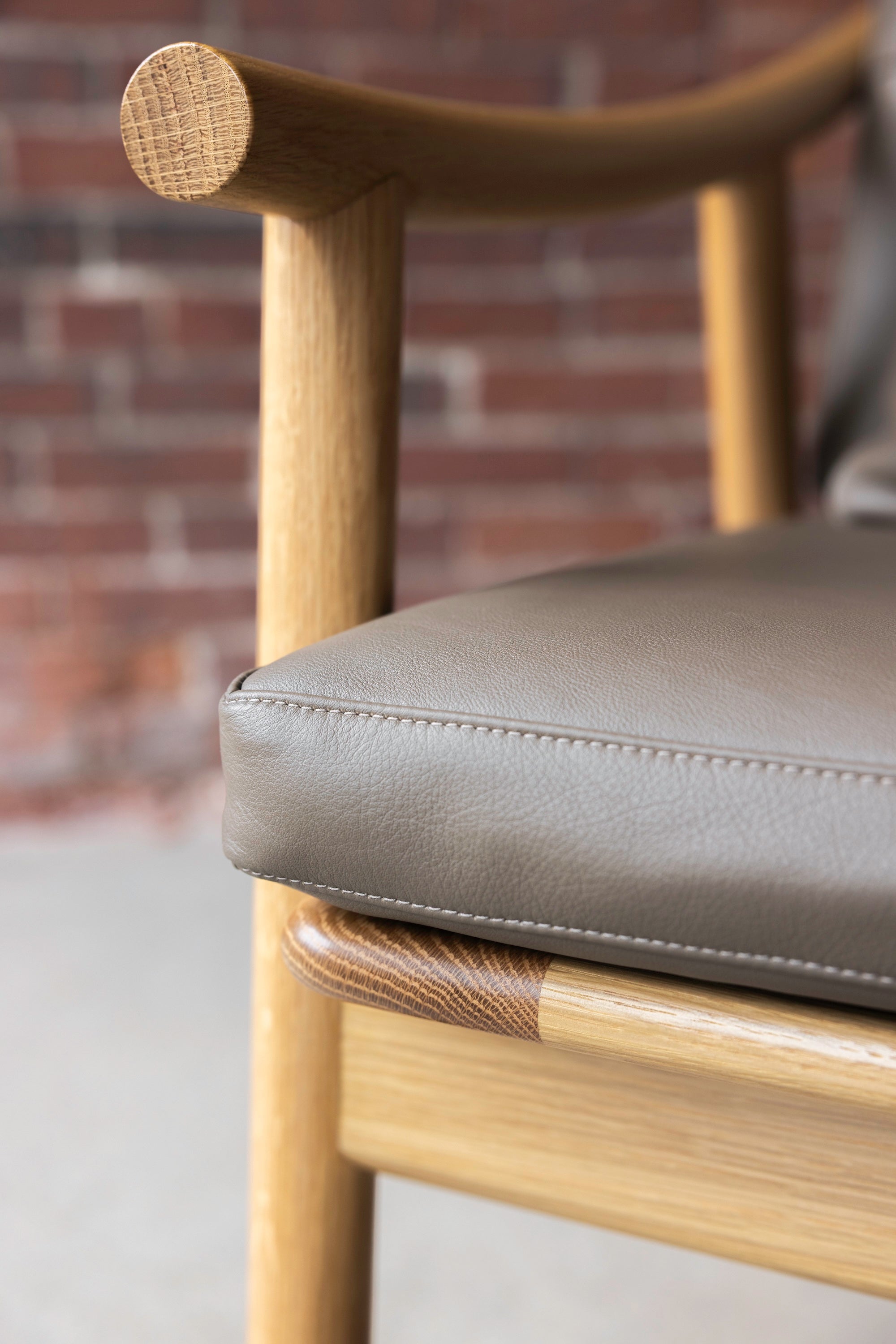 Details on solid wood Nautilus lounge chair from Maine's Chilton Furniture Co.