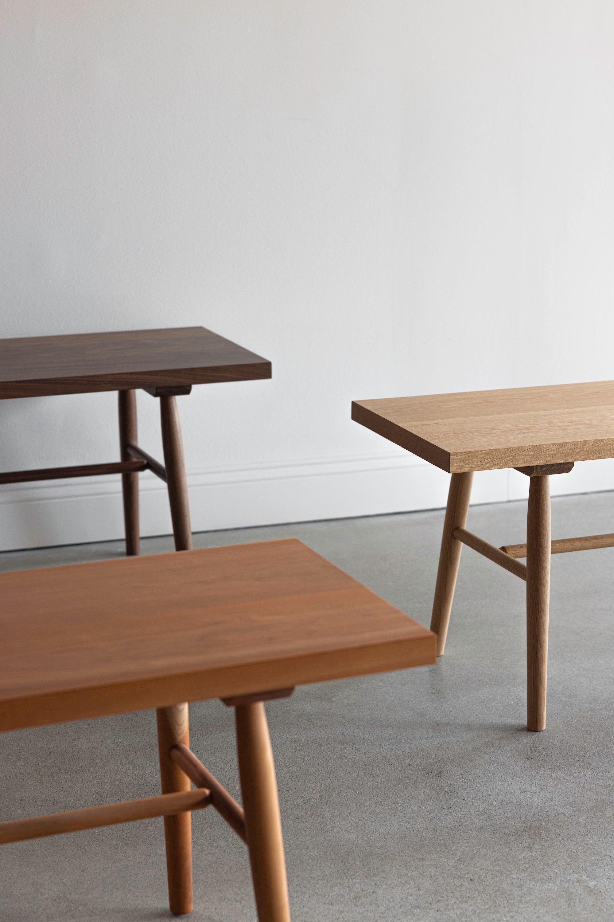 Three Hudson Benches from Chilton Furniture in solid woods