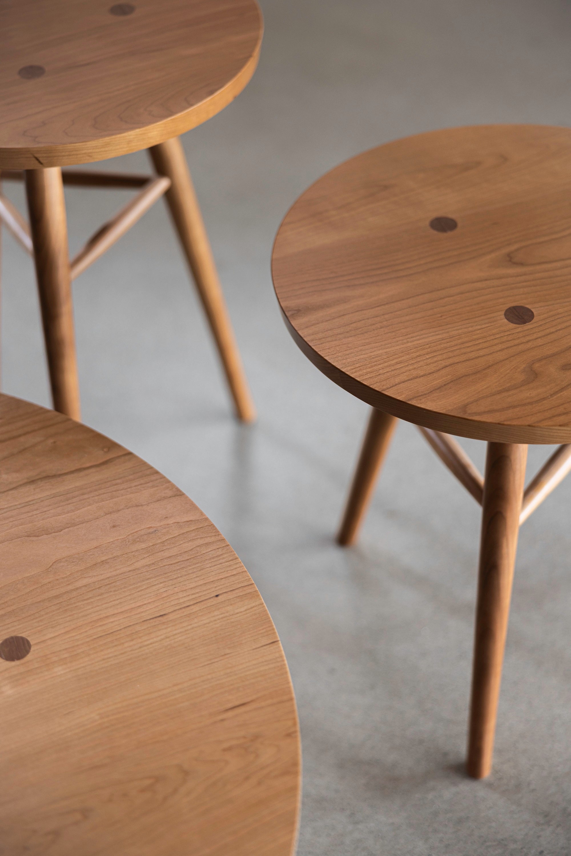 Mortise and tenon joint on the Hudson Side Tables in solid cherry wood from Chilton Furniture