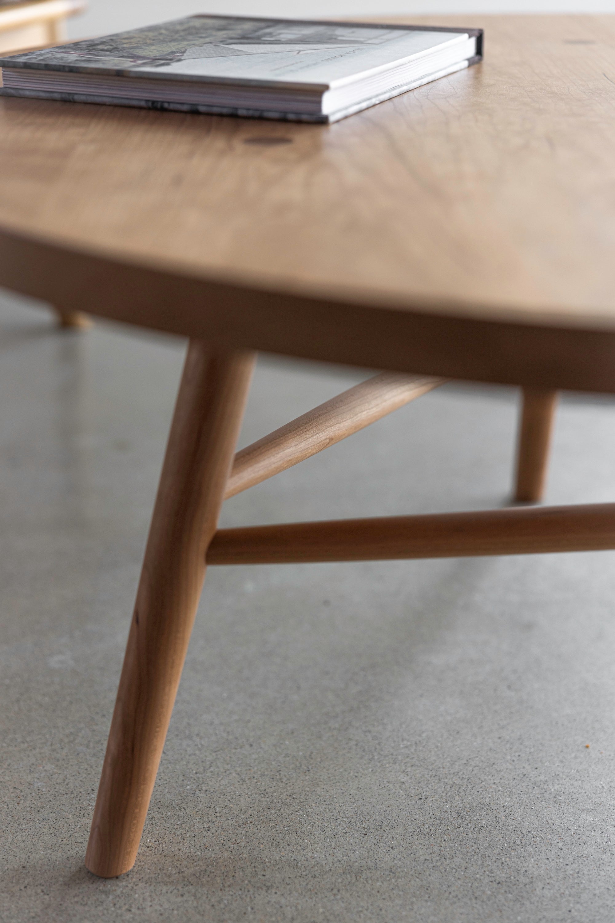 Details of the legs and stretcher joinery on the Hudson Coffee Table from Chilton Furniture