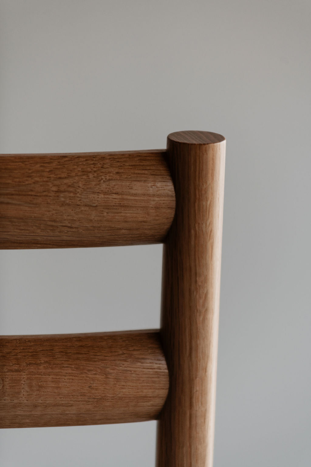 Post and Rung details on the Knox ladder back Chair in white oak wood