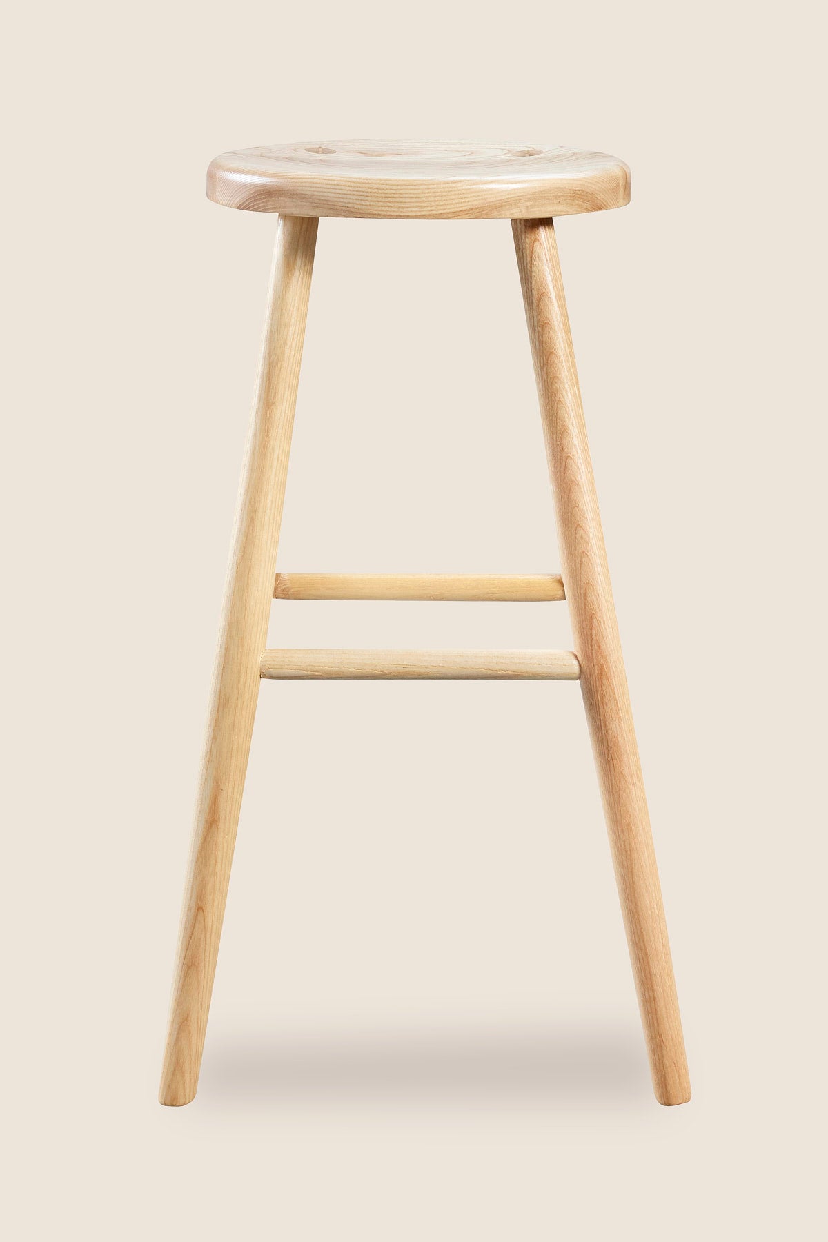 Simple round solid ash wood stool, from Maine's Chilton Furniture Co.