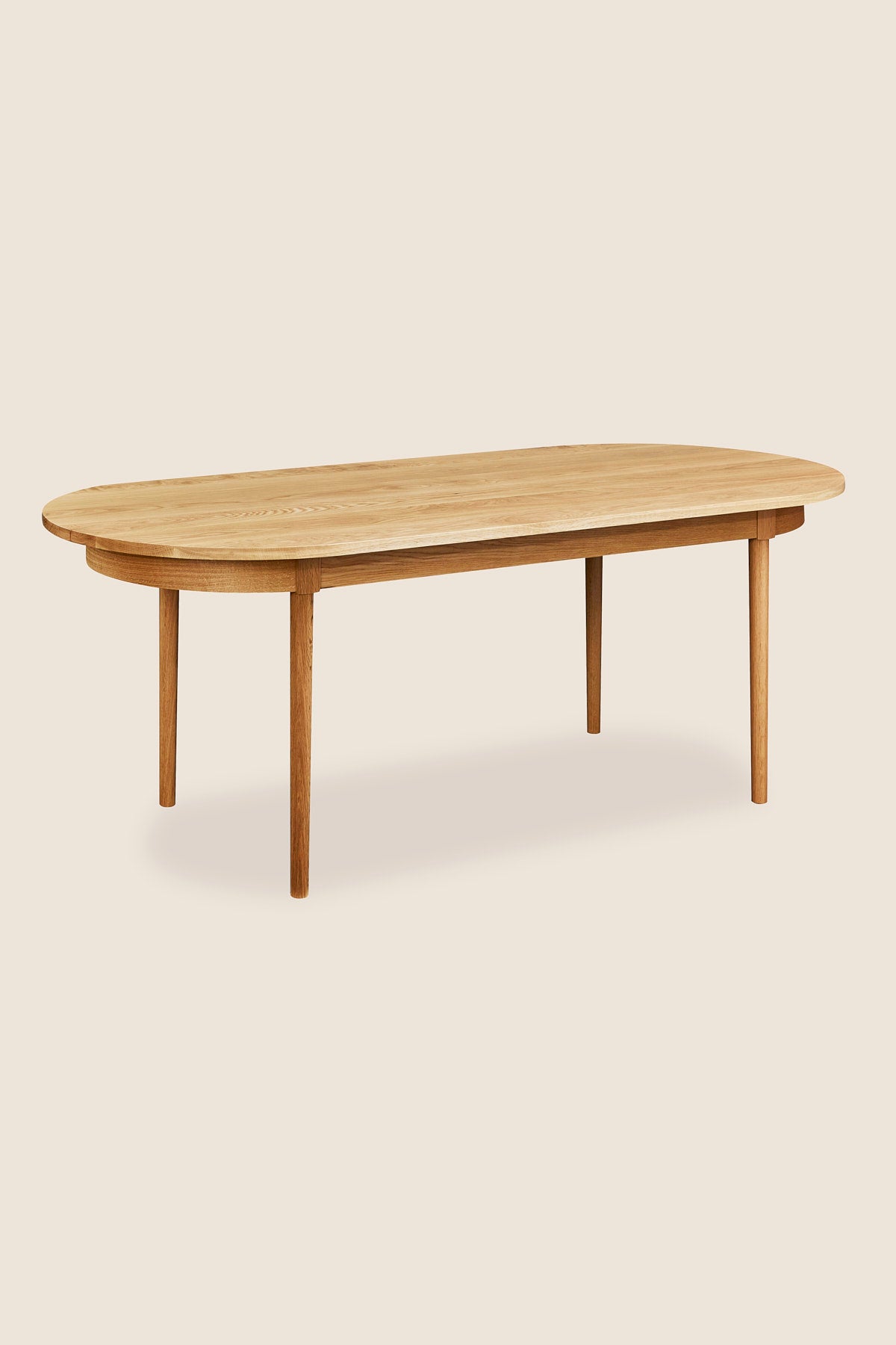 Modern solid white oak oval dining table from Chilton Furniture Co. in Maine