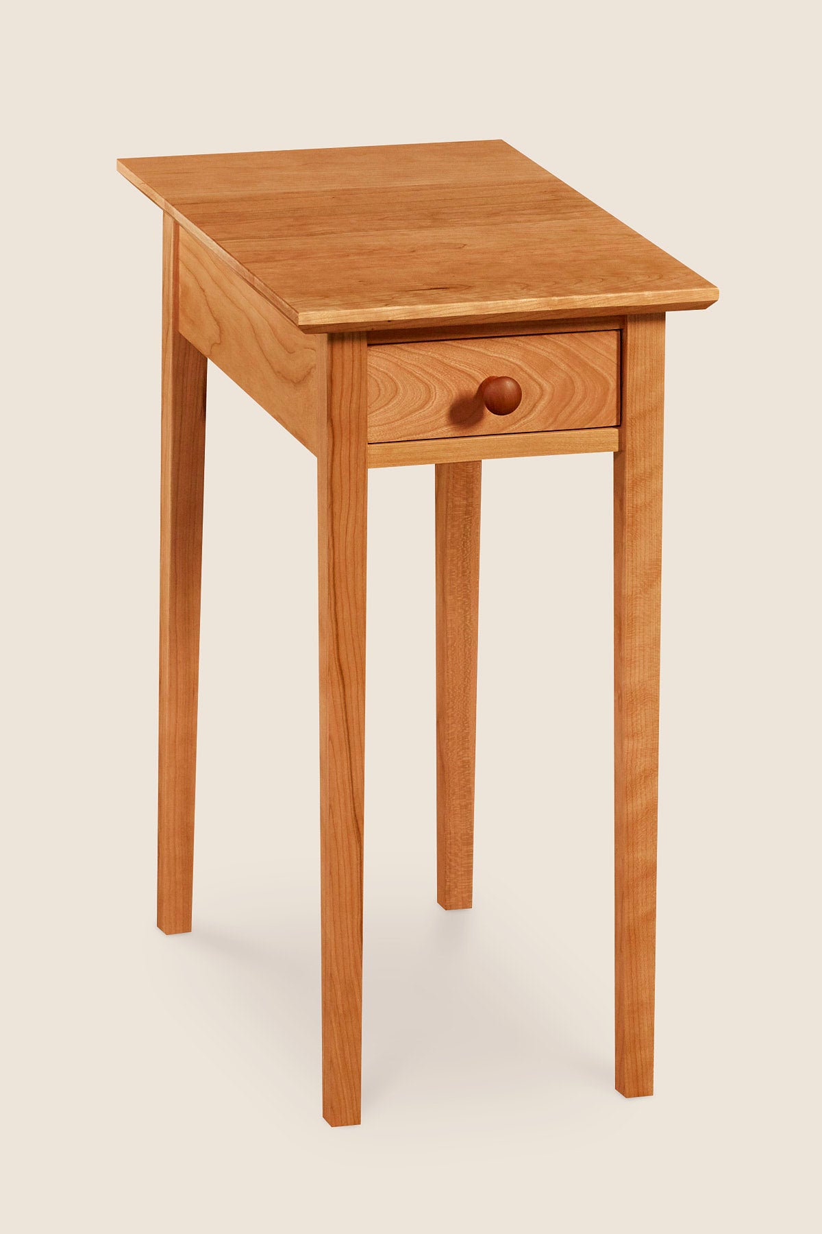 Simple rectangular Shaker Side Table, built in cherry with drawer and square tapered legs