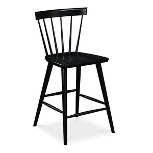 Modern Windsor inspired spindle stool with curved back in painted black