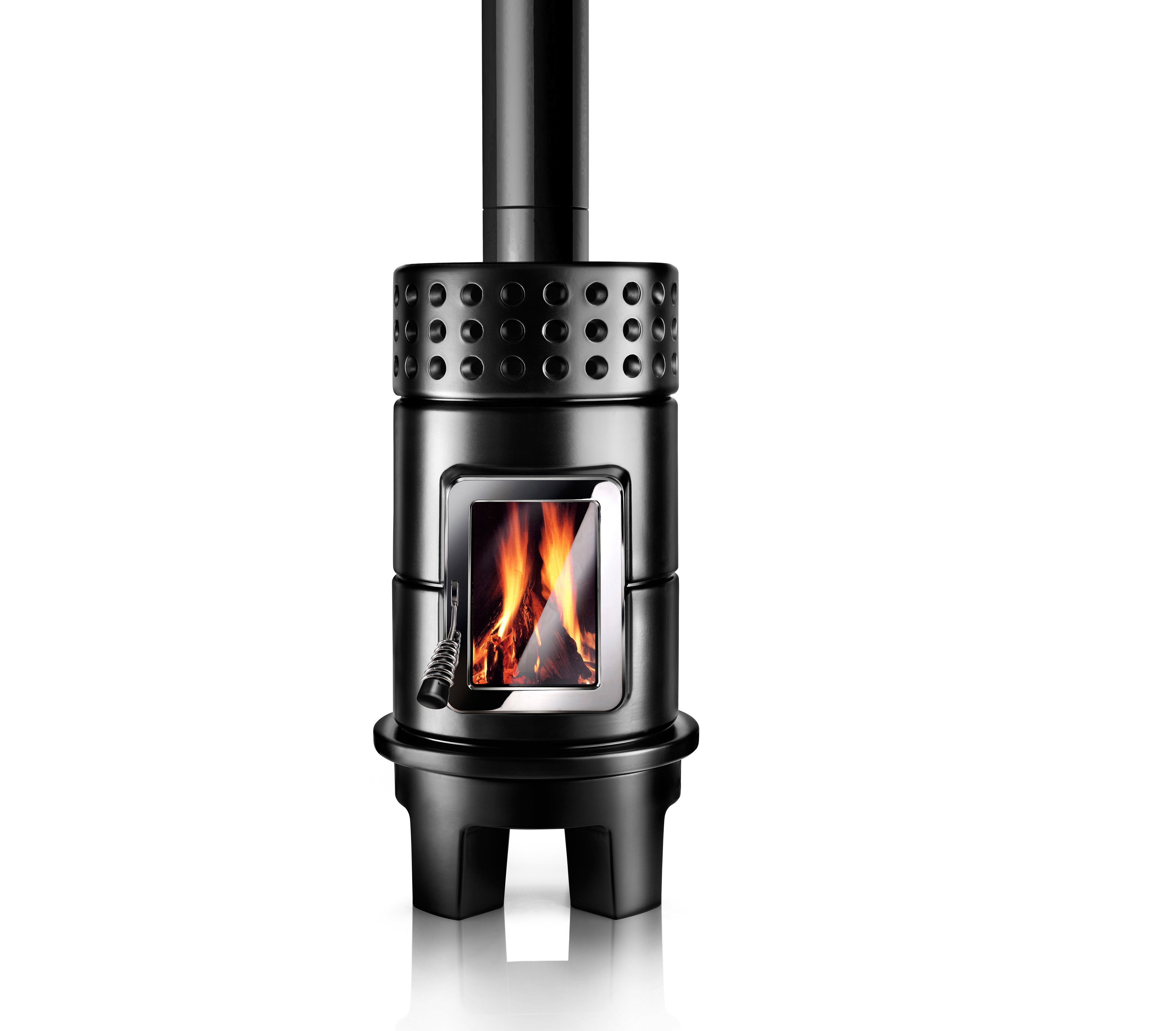 Modern Scandinavian Style wood-burning stove, in black