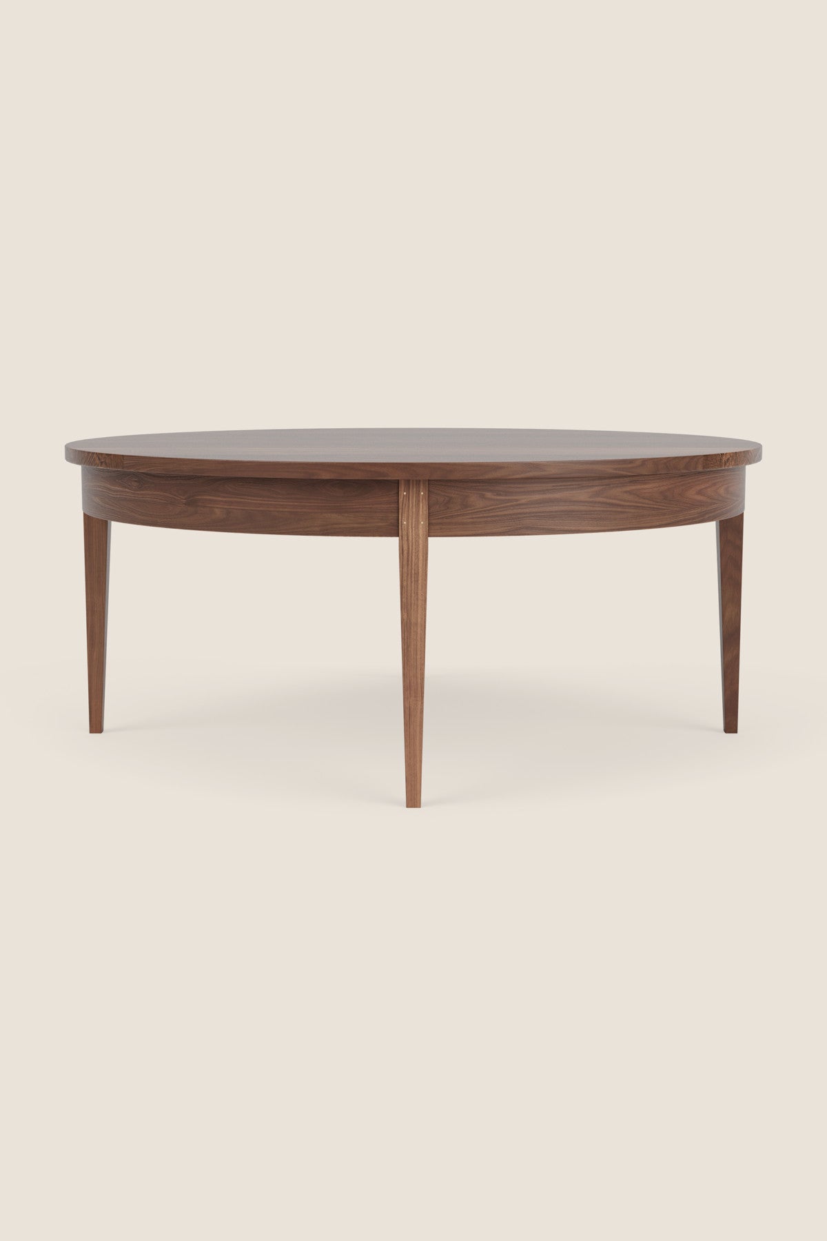 Round Shaker Heirloom Coffee Table in white oak on beige background