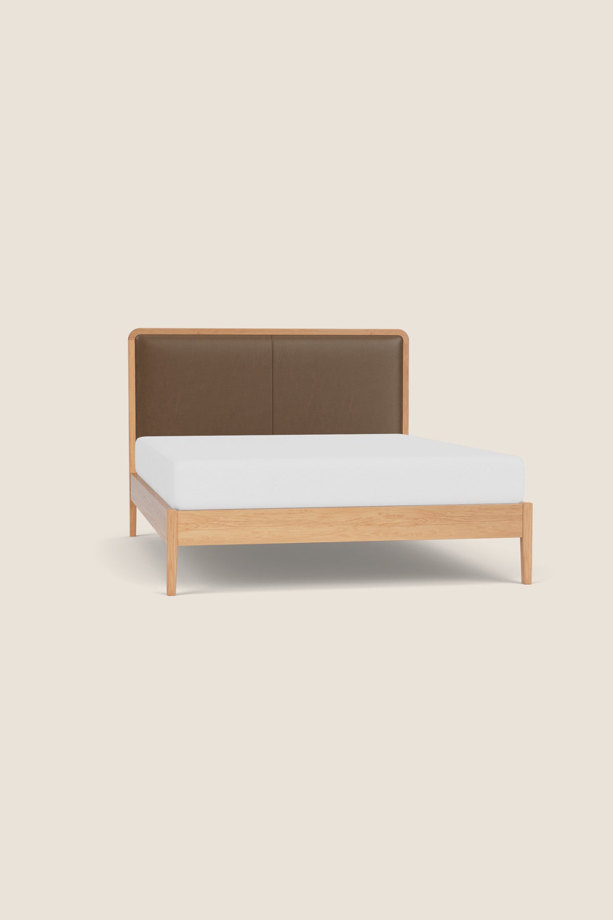 Dune Upholstered Bed built from white oak wood from Mazhil & Co. in Arkansas
