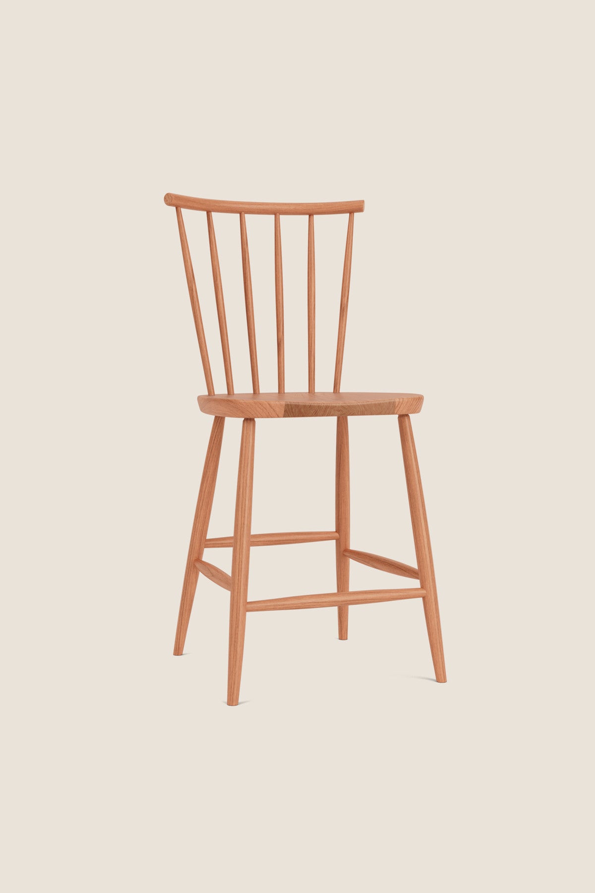 Windsor style stool with round crest in cherry