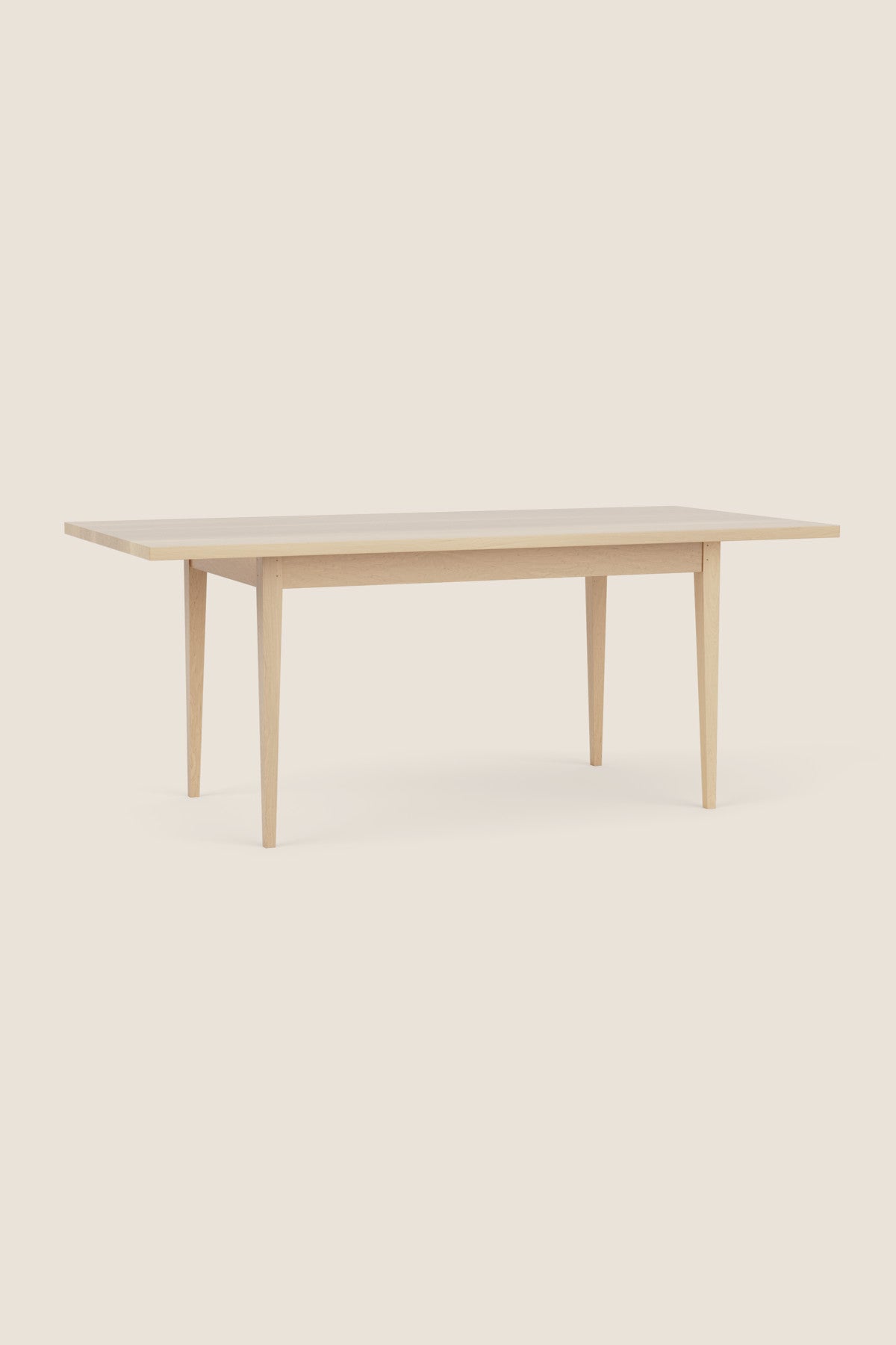 Solid top Shaker inspired dining table made of solid maple wood from Maine's Justines Home Co.