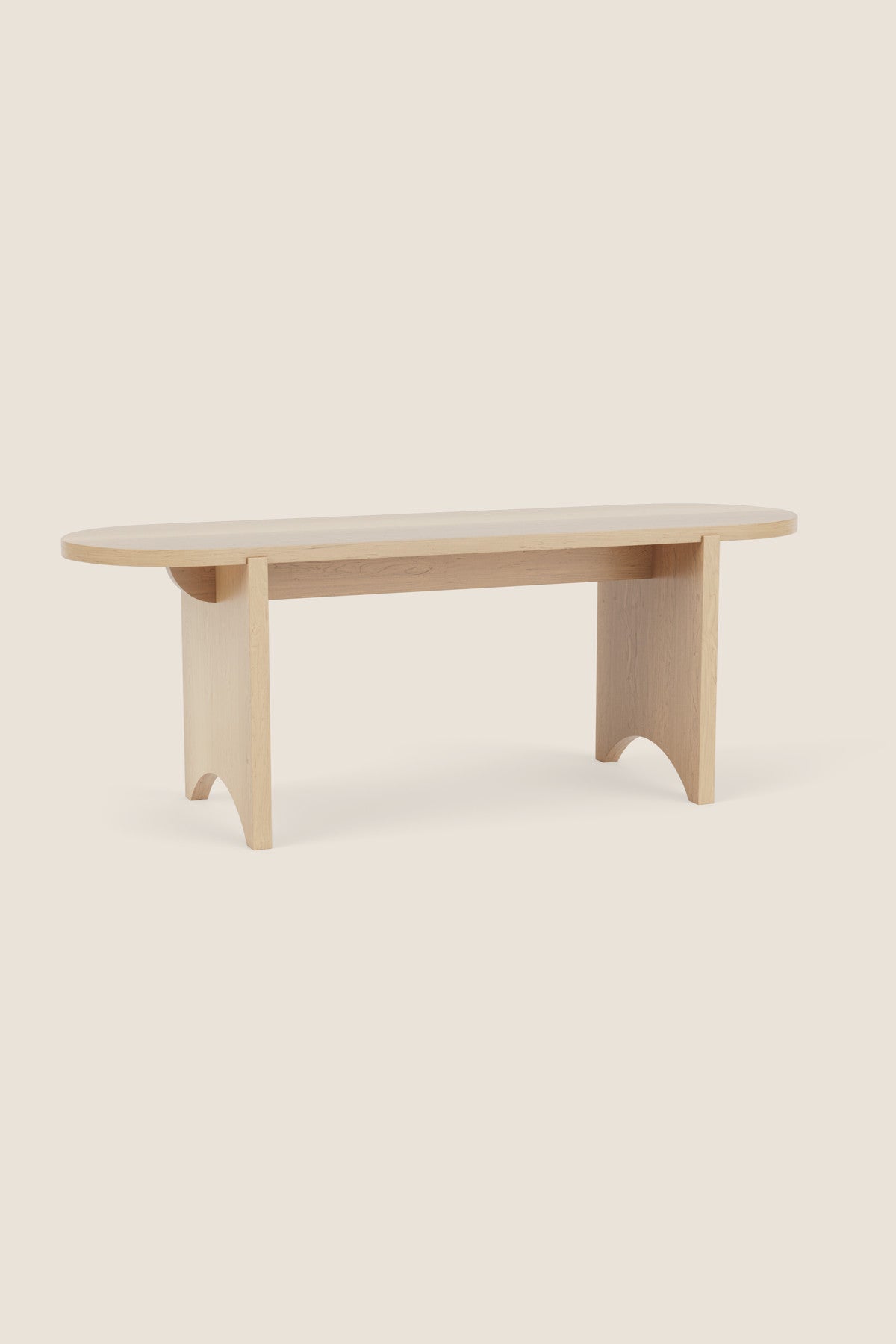 Modern maple bench with rounded edges and legs from Mazhil & Co. in Arkansas