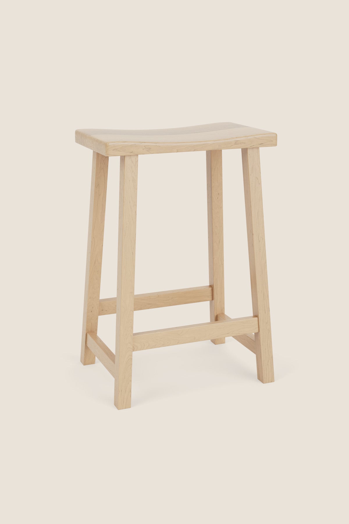 Simple maple wood stool with rectangular seat