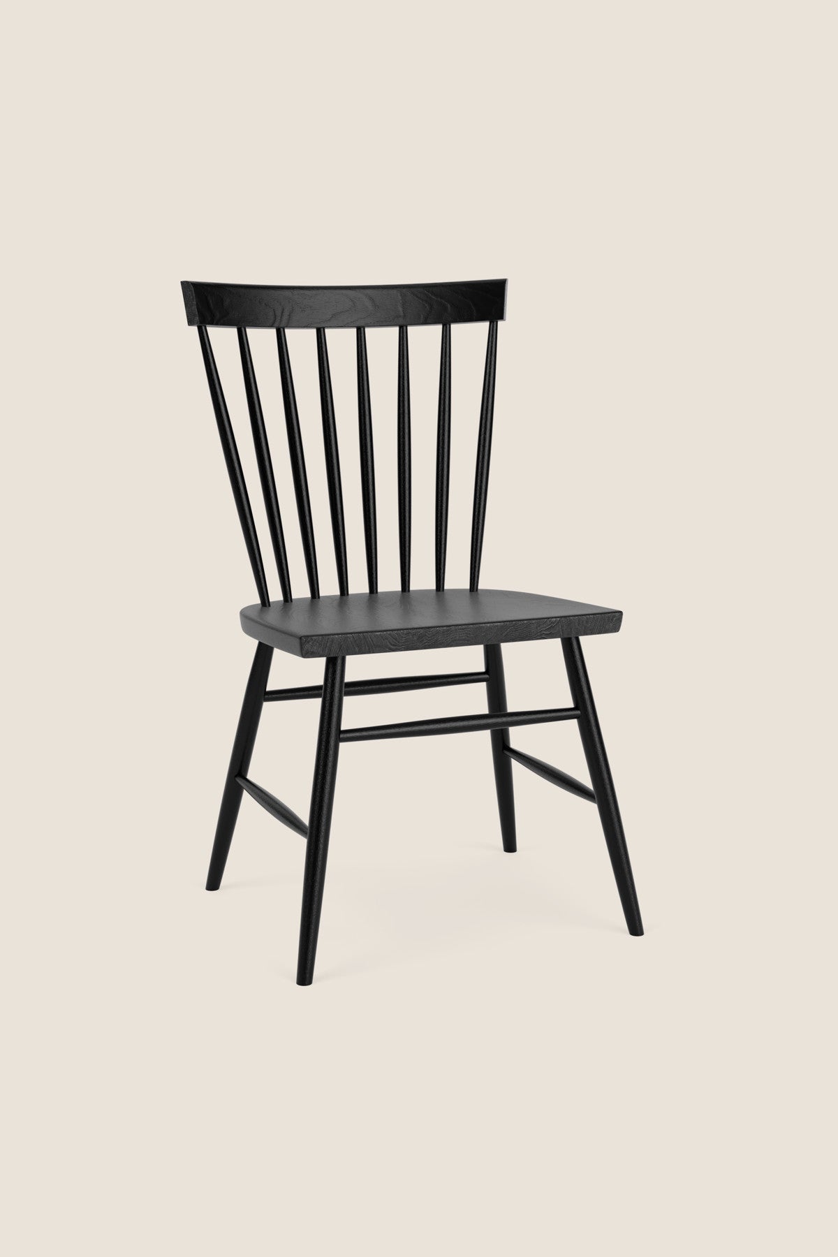 Spindle style dining chair in red oak wood painted black from Chilton Furniture