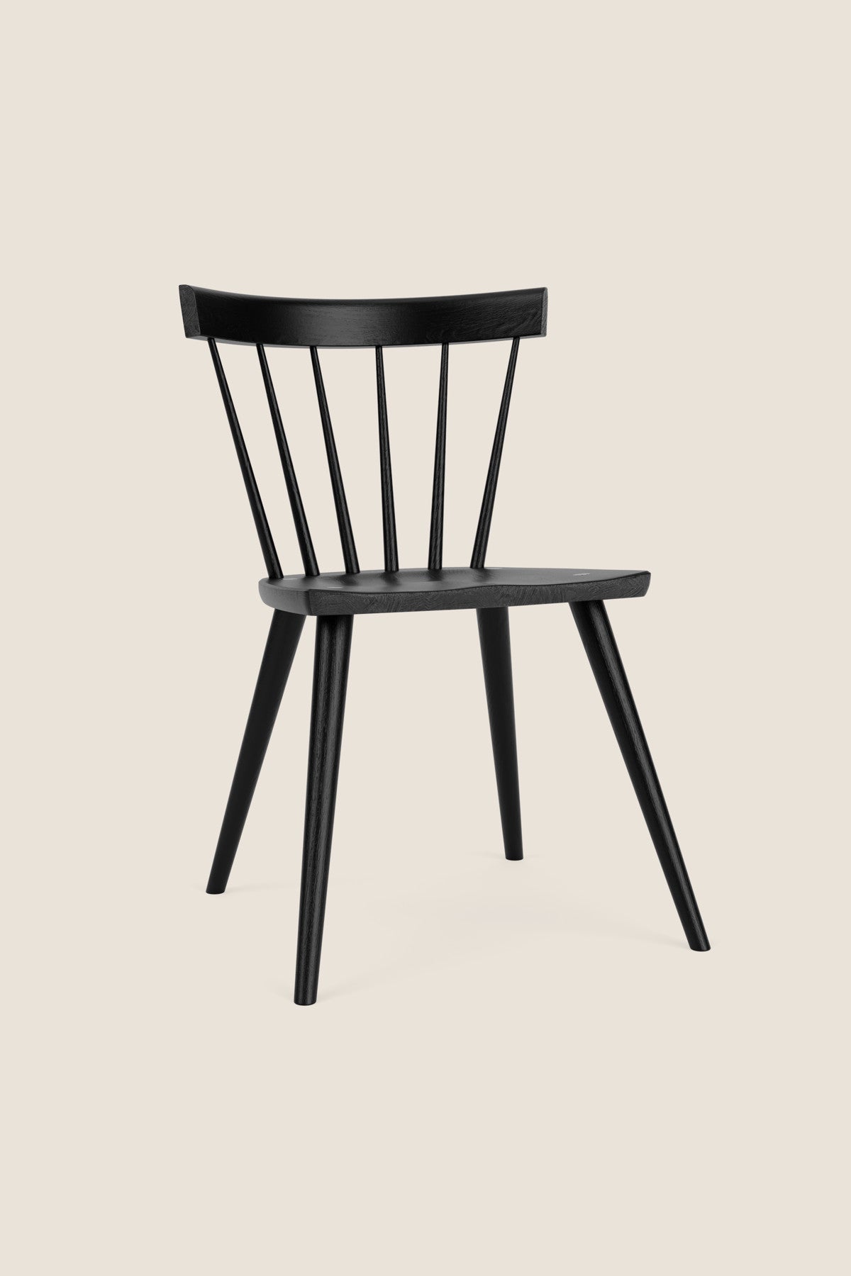 Modern Windsor inspired spindle chair with curved back in painted black