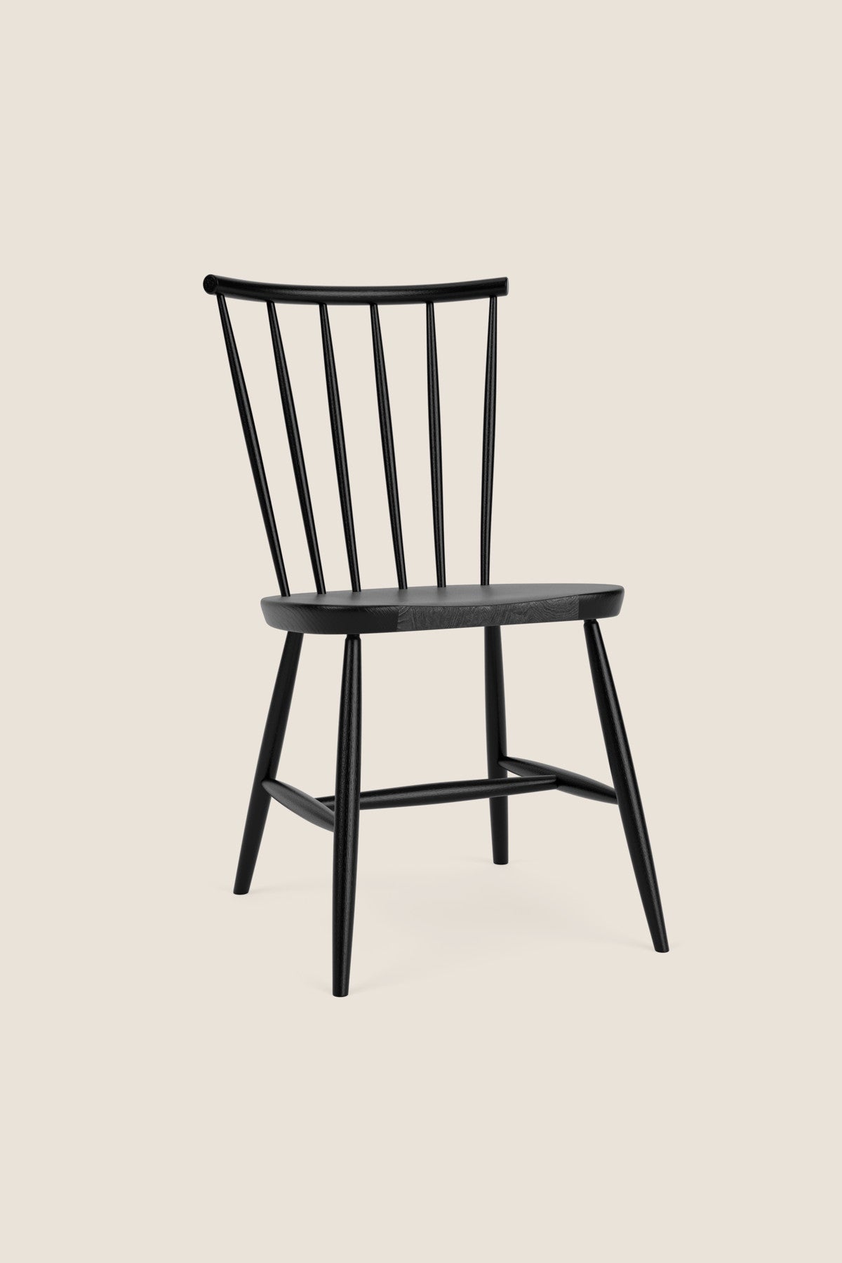 Windsor style chair with round crest in ash painted black