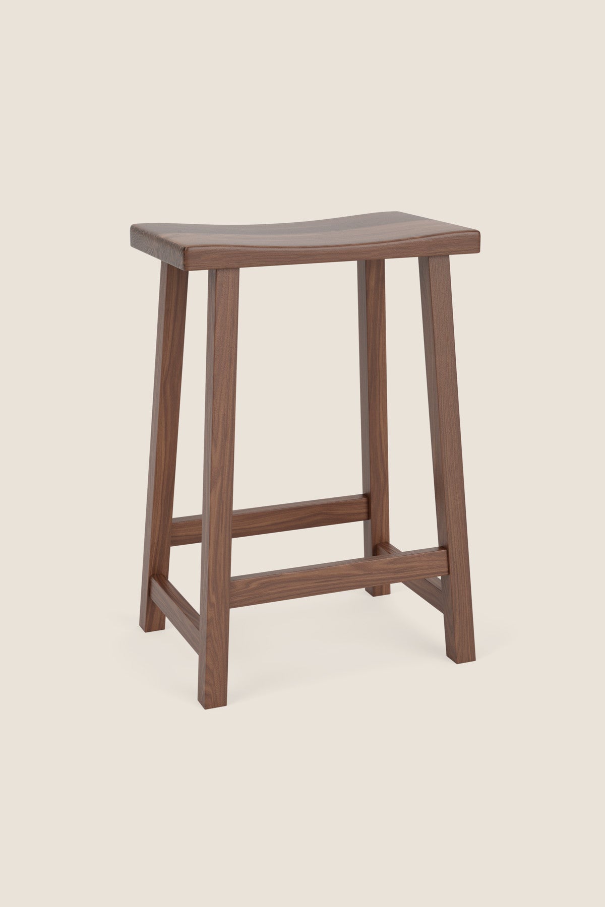 Simple walnut counter stool with rectangular seat