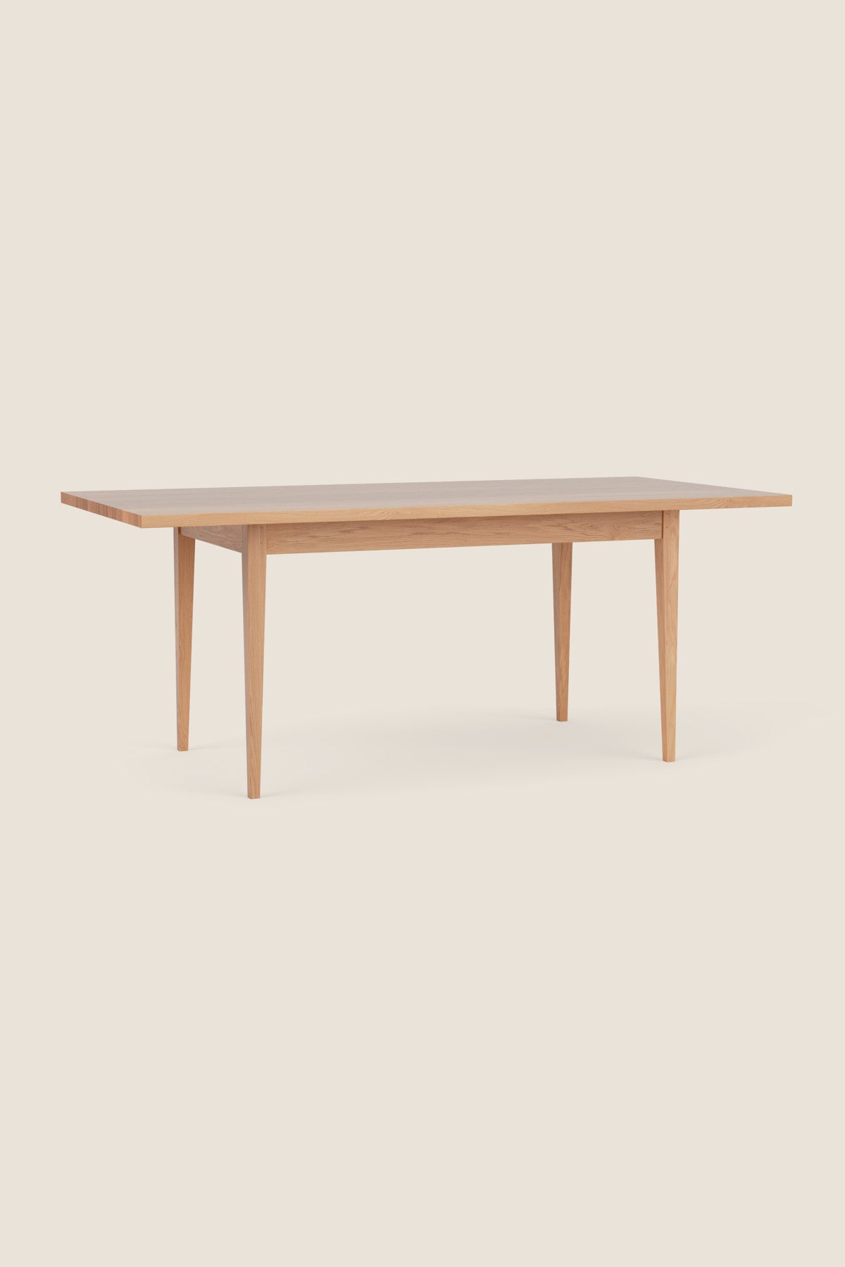 Solid top Shaker inspired dining table made of solid white oak wood from Arkansas's Mazhil & Co. Co.