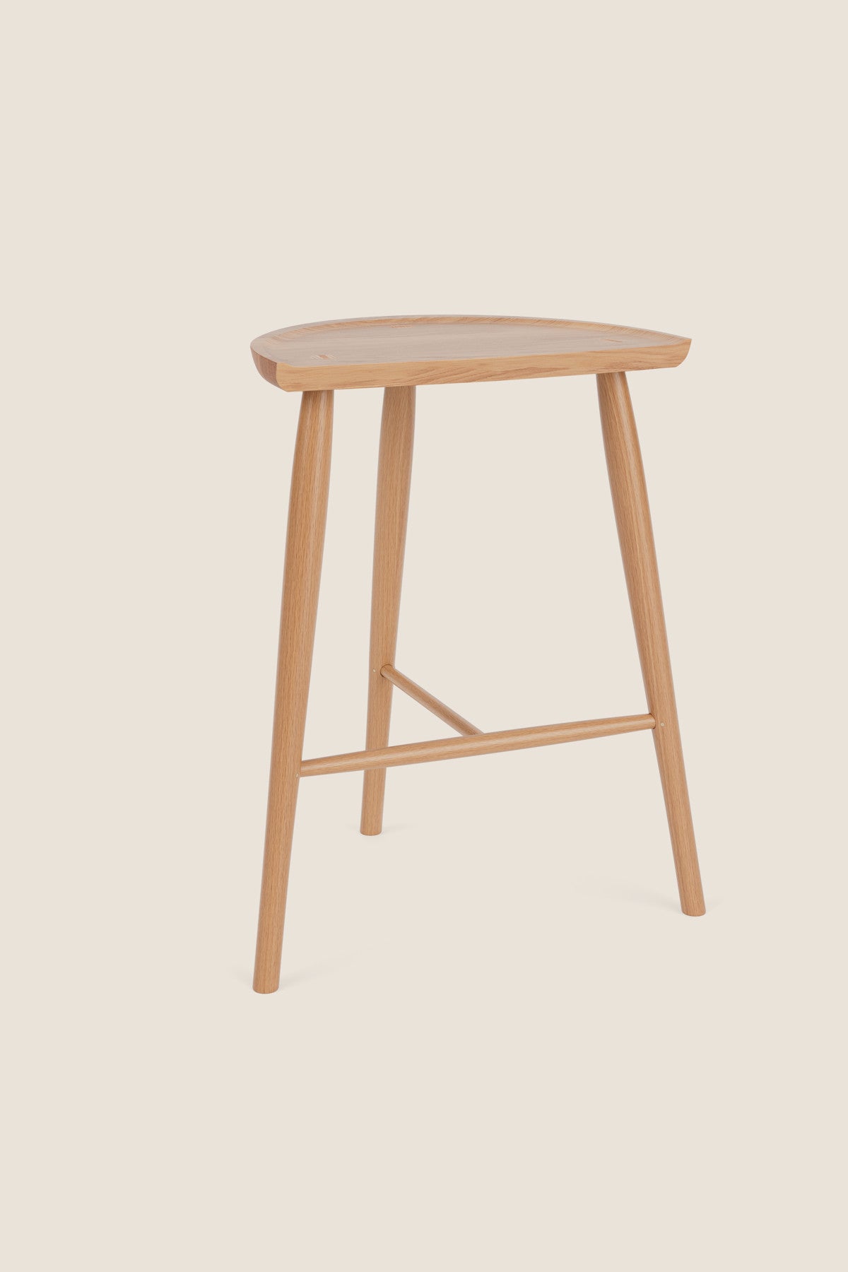 Shaker Stool with three legs in white oak from Mazhil & Co. in Arkansas