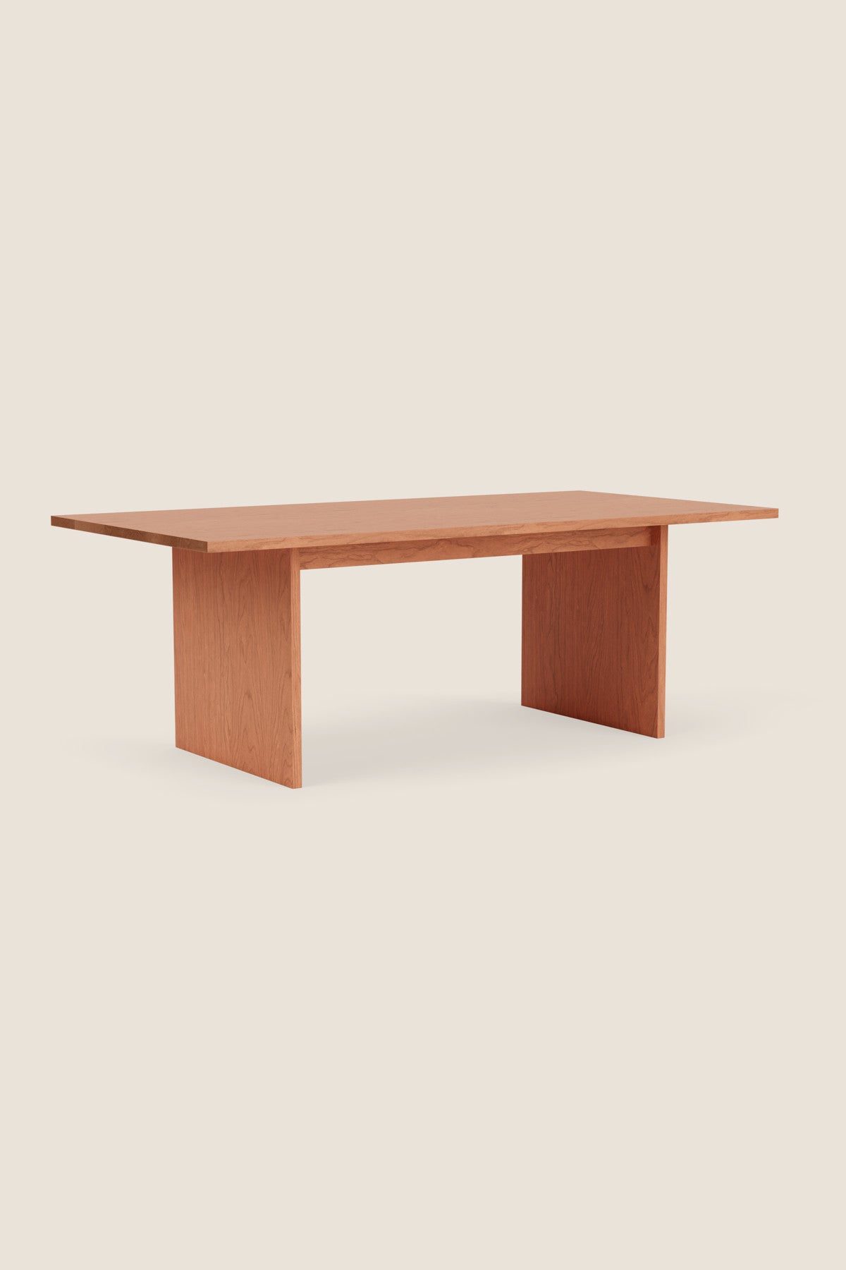 Modern handcrafted wood dining table with panel style legs in solid cherry