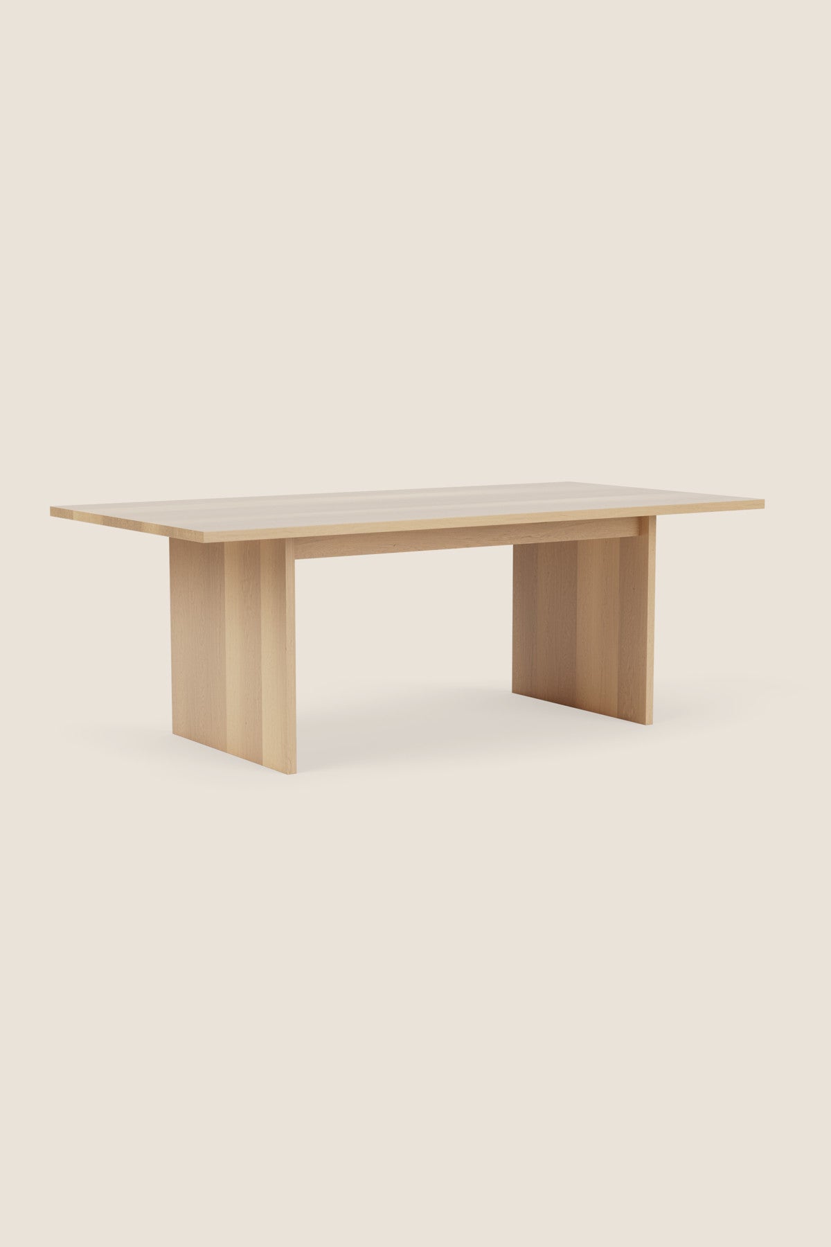 Modern handcrafted wood dining table with panel style legs in solid maple