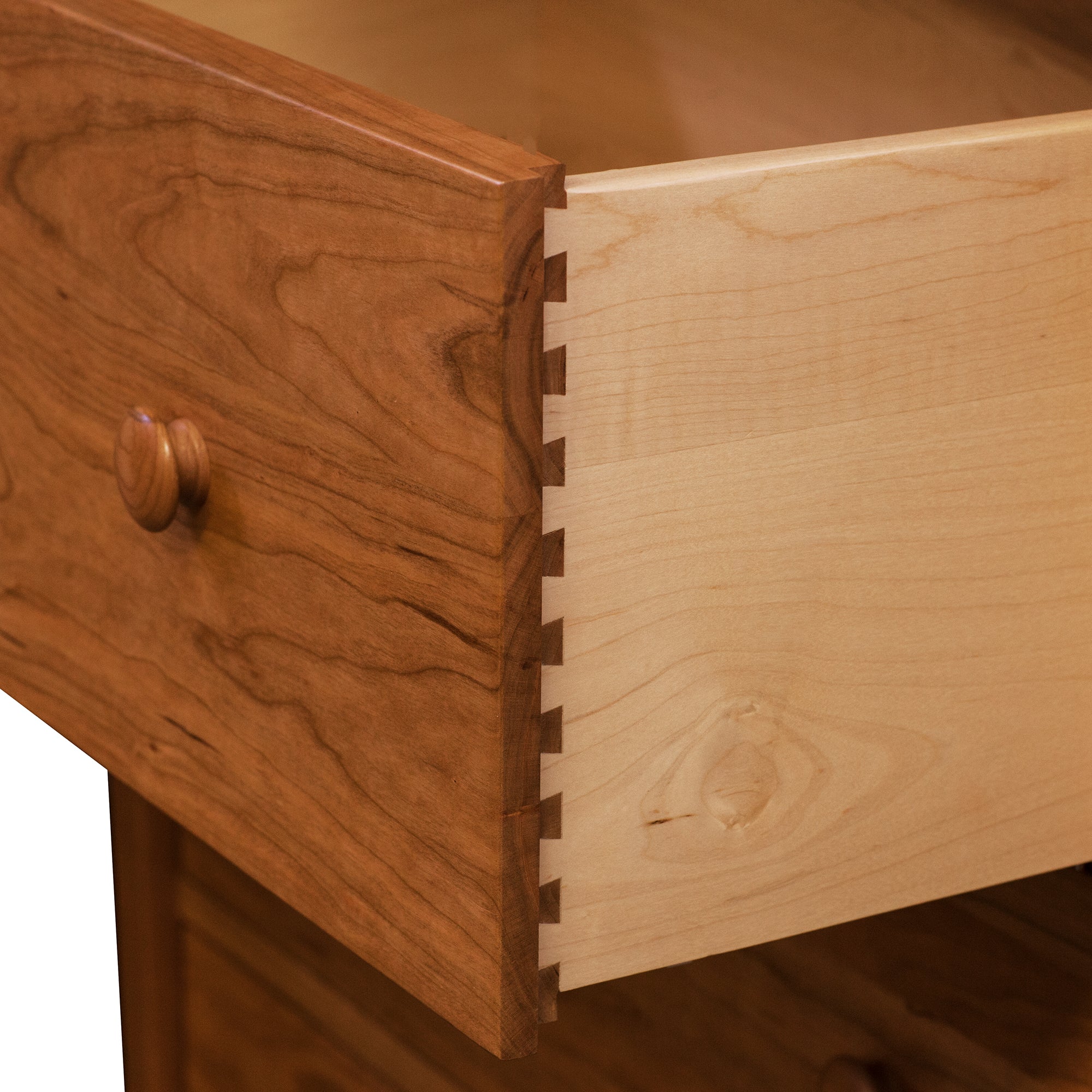 Dovetail drawer on Bethel Shaker Chest from Chilton Furniture of Maine
