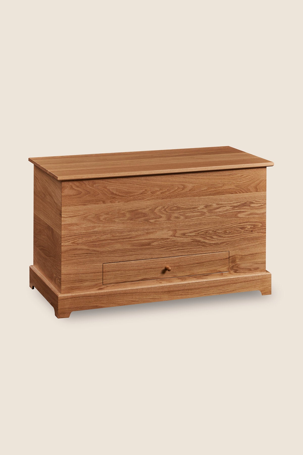 Blanket Chest with bottom drawer in white oak wood from Justines Home of Maine