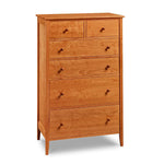 Shaker style, cherry wood graduated six-drawer bedroom storage chest from Maine's Chilton Furniture Co.