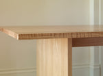 Details of white oak Hygge Dining Table showing beautiful grain of the wood
