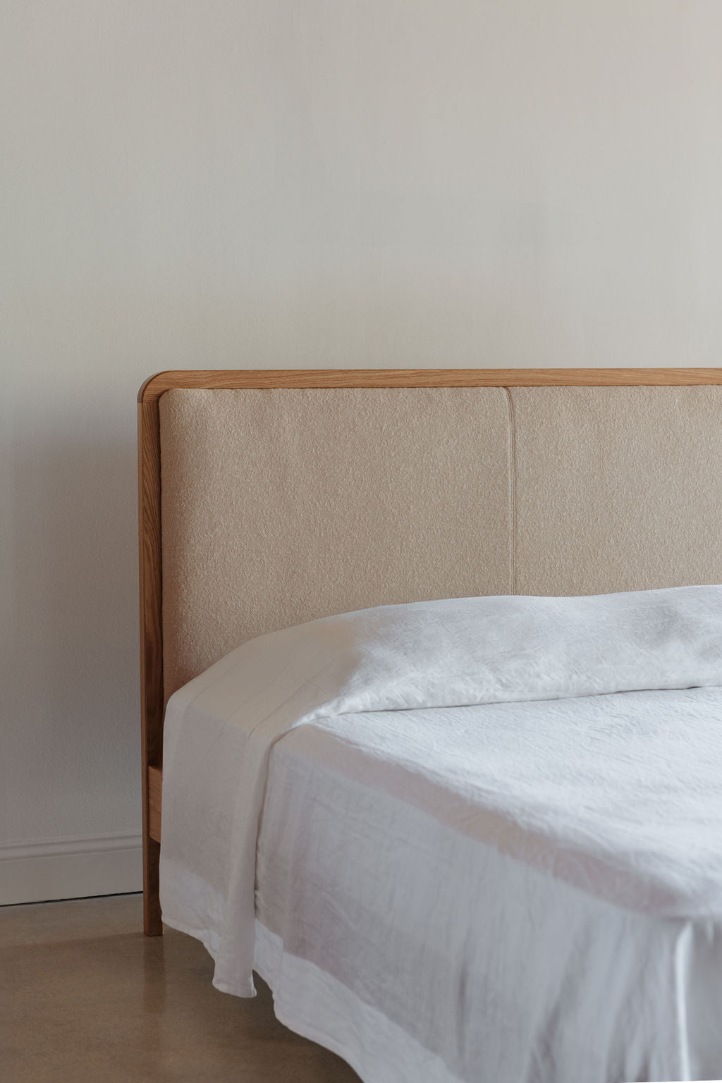 Dune Upholstered Bed in white oak from Mazhil & Co. in Arkansas