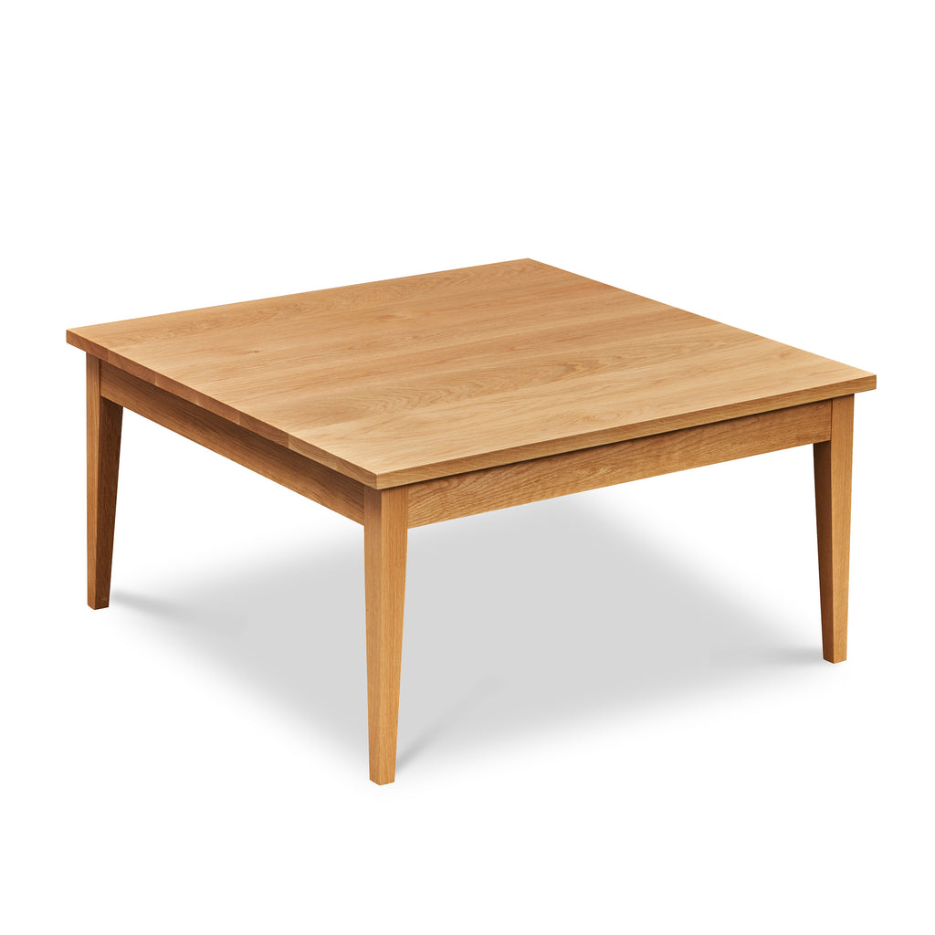 Simple Shaker style square coffee table in white oak