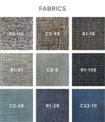 Swatches of nine fabric options for Cape Neddick Chair cushions
