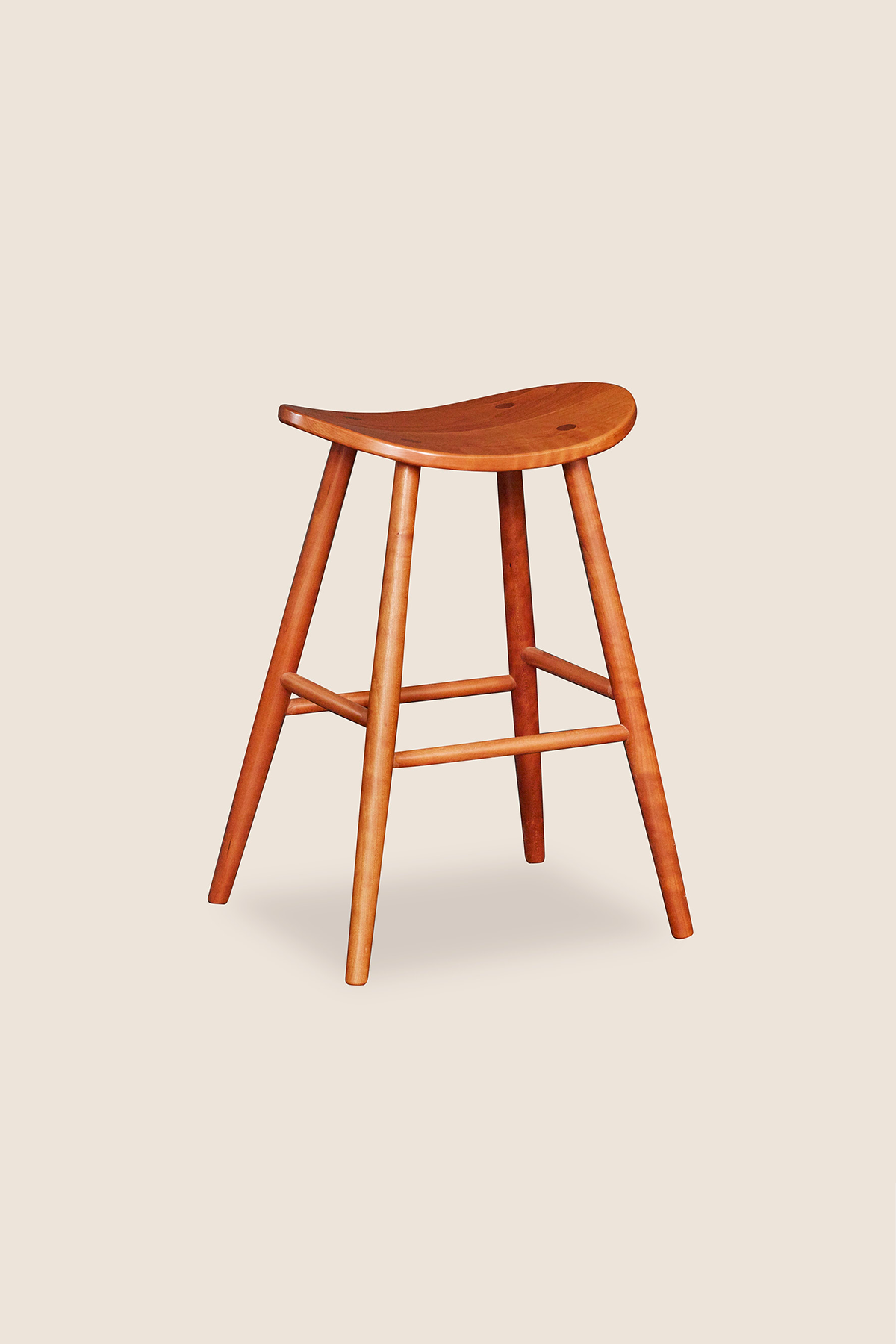 Cherry counter stool with saddle seat