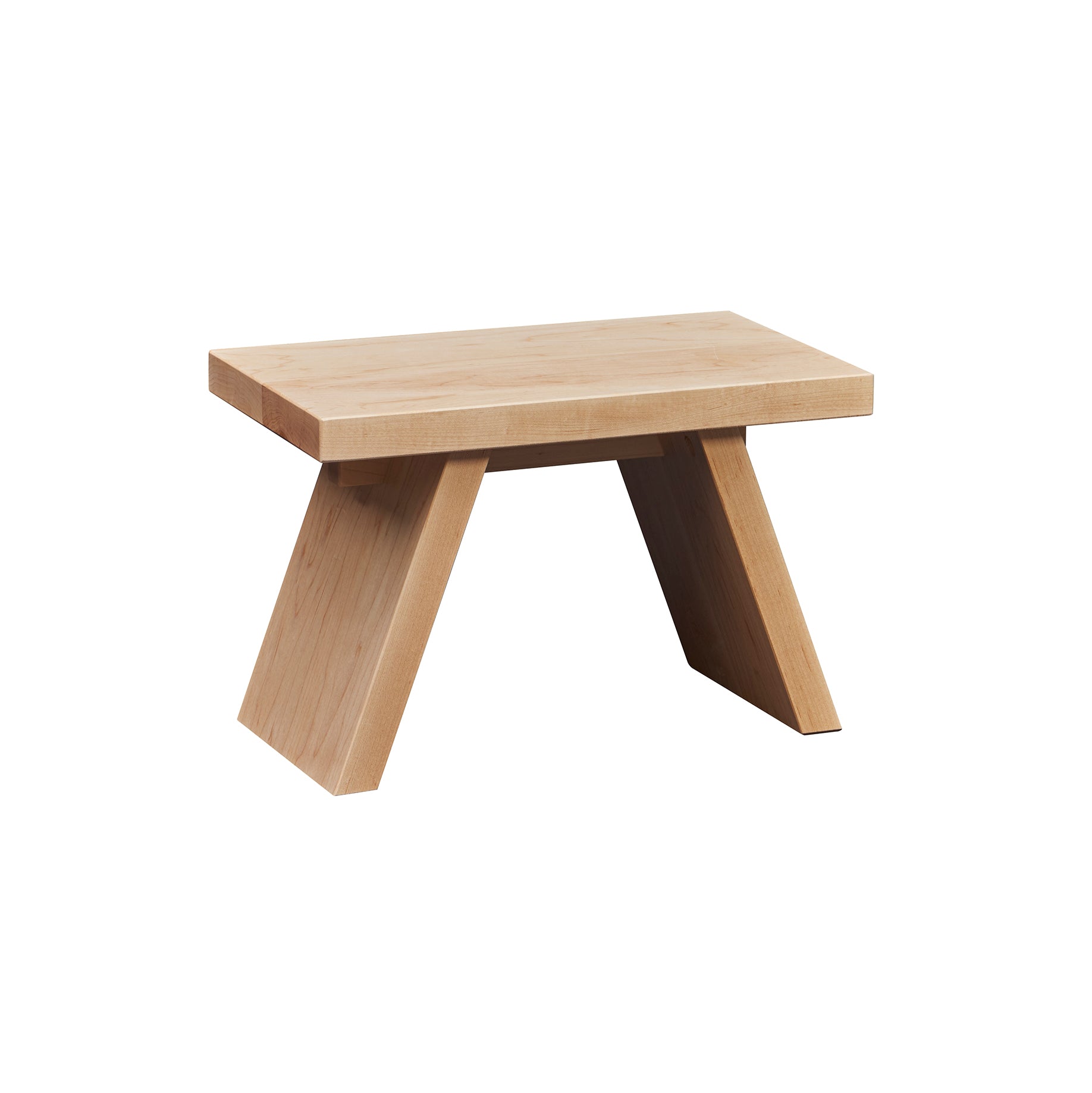 Solid maple wood step stool with angled legs.