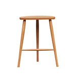 Front view of Shaker Stool with three legs in cherry from Chilton Furniture in Maine
