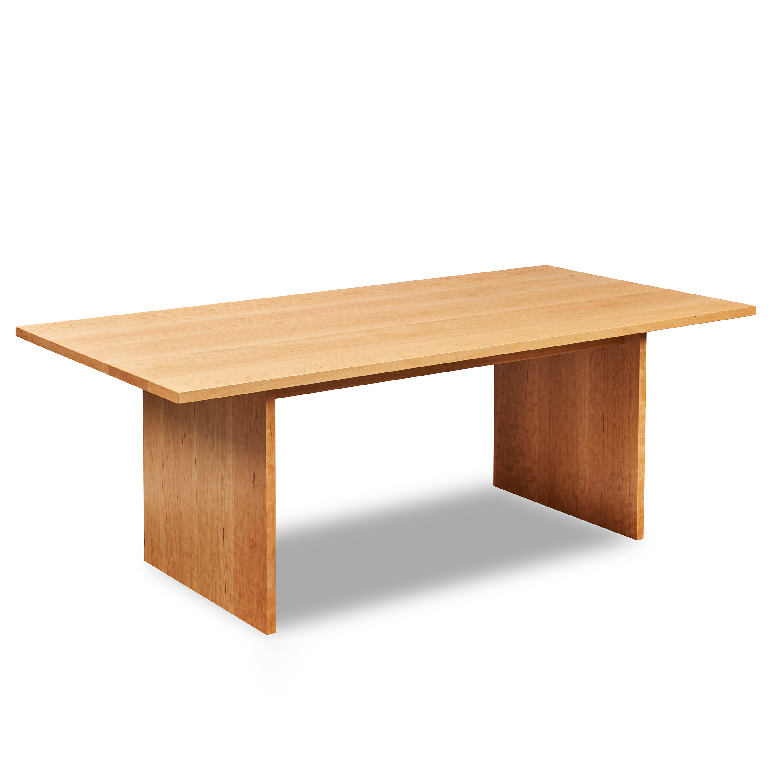 Modern handcrafted wood dining table with panel style legs in solid cherry