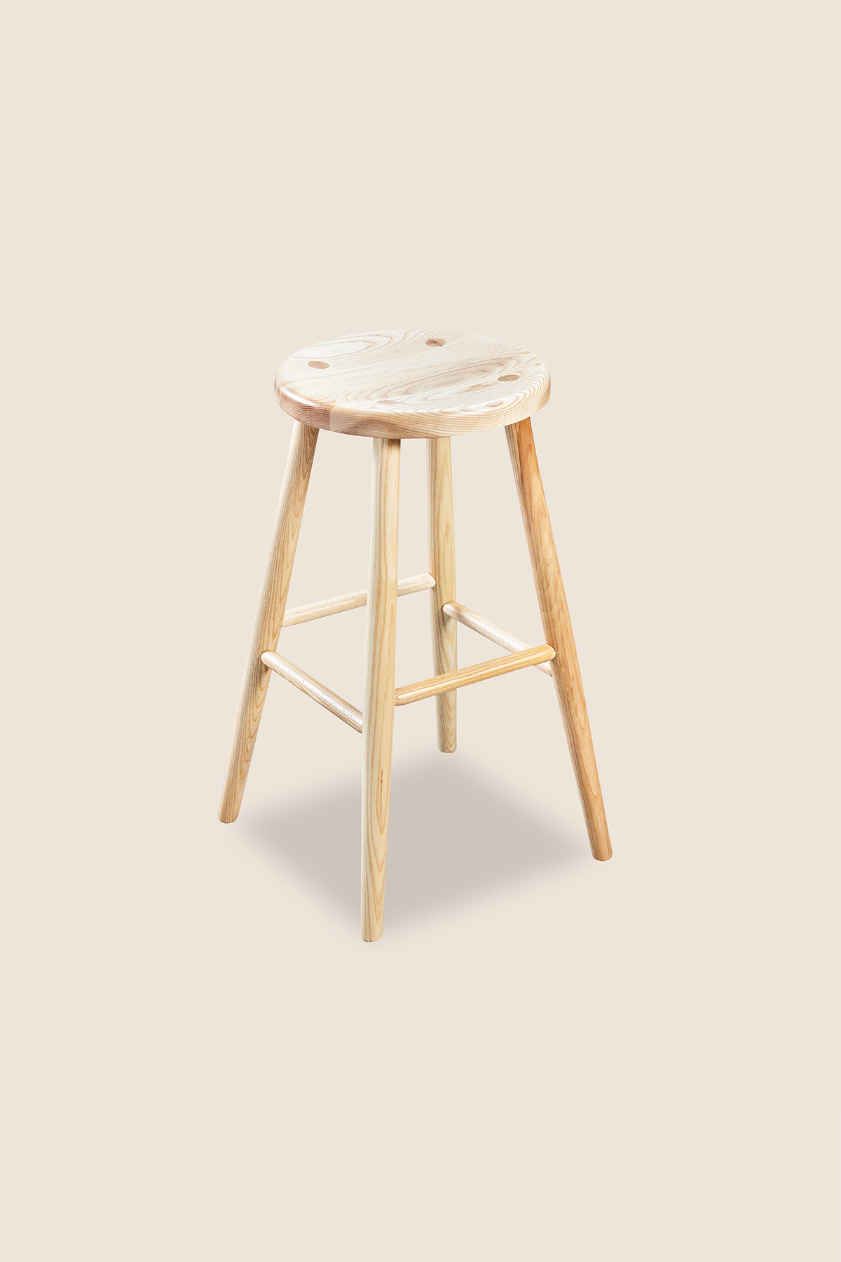 Simple round solid ash wood stool, from Arkansas's Mazhil & Co. Co.