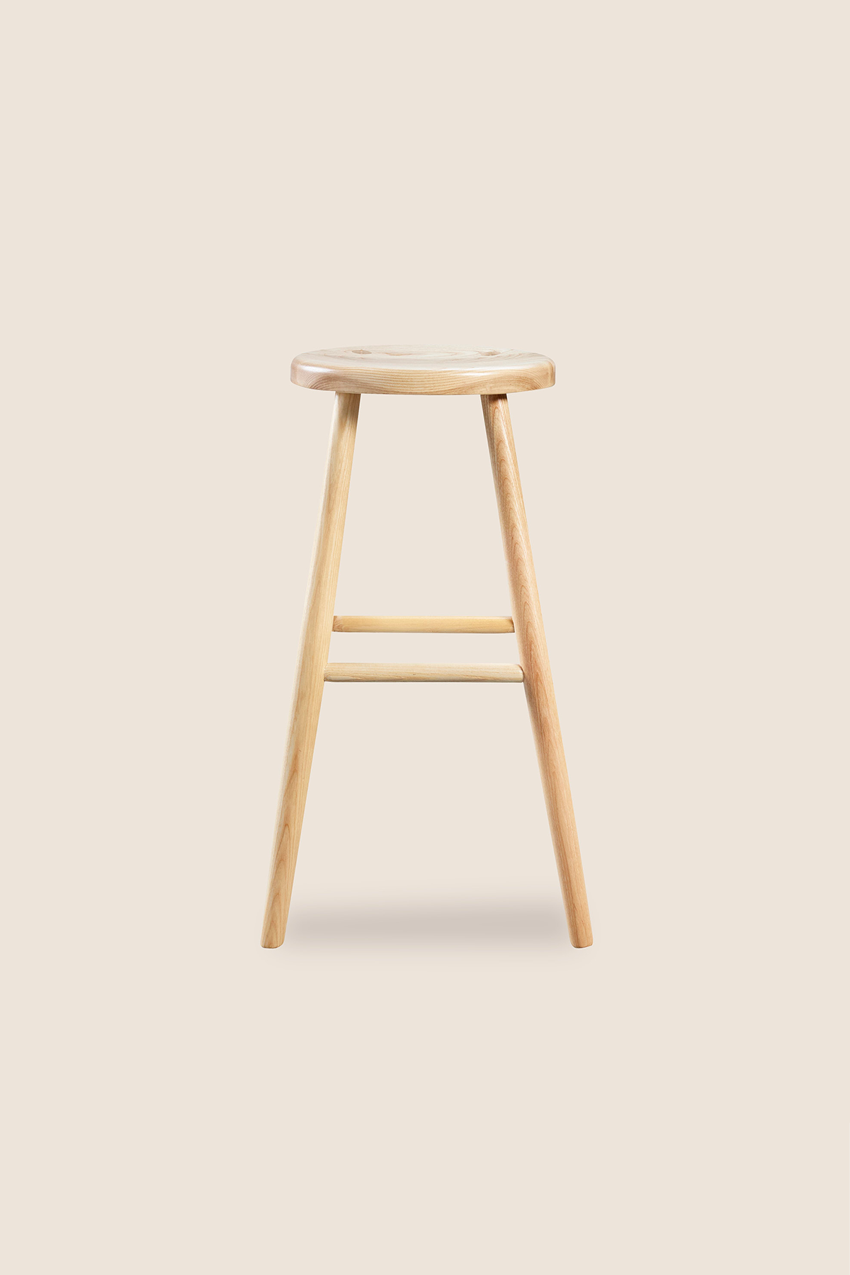 Simple round solid ash wood stool, from Arkansas's Mazhil & Co. Co.