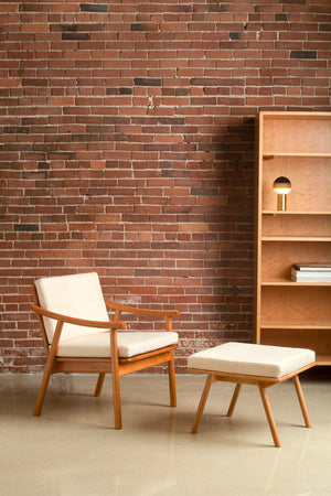 Reading Nook with the Lubec Shelf, Nautilus Lounge Chair and Ottoman and Dipping Light