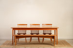 Chilton Furniture's Shaker Dining Table Paired with the Shaker Bench and Chilton Spindle Chairs in solid cherry wood