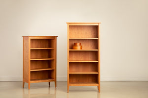 Cherry wood Shaker Bookcases in four and five feet, from Chilton Furniture in Maine