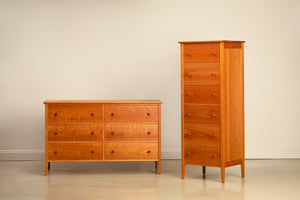 Shaker six drawer dresser and six drawer lingerie in solid cherry wood
