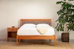 Bedroom with Sunday River Nightstand and Bed in cherry and walnut hardwoods