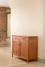 Shaker inspired linen press from Chilton Furniture in cherry wood